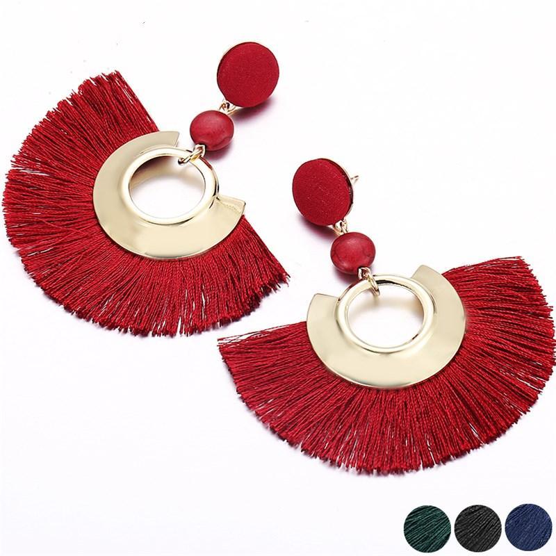 Handmade Big Tassel Earrings Drop Earrings AY Official Store