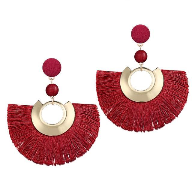 Handmade Big Tassel Earrings Drop Earrings AY Official Store FOF52910