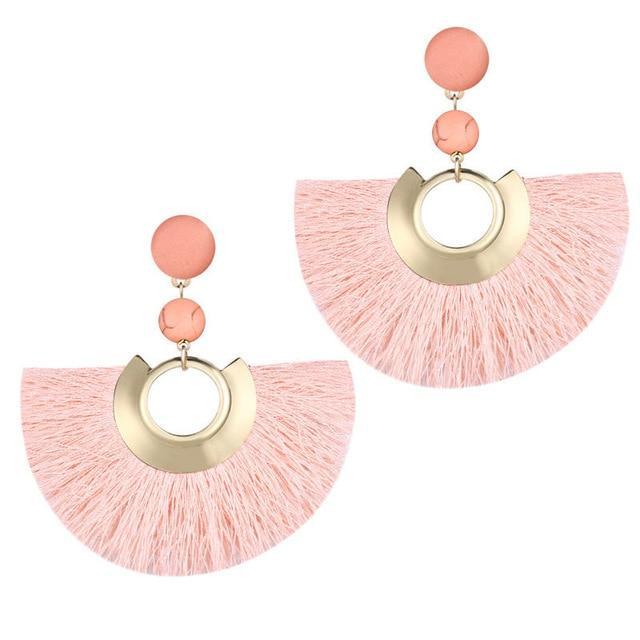 Handmade Big Tassel Earrings Drop Earrings AY Official Store FOF52912