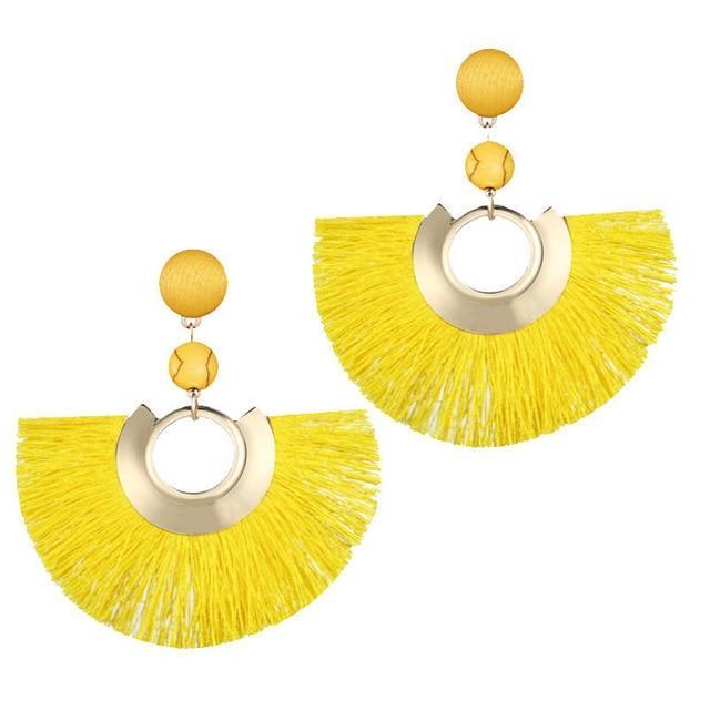 Handmade Big Tassel Earrings Drop Earrings AY Official Store FOF52950