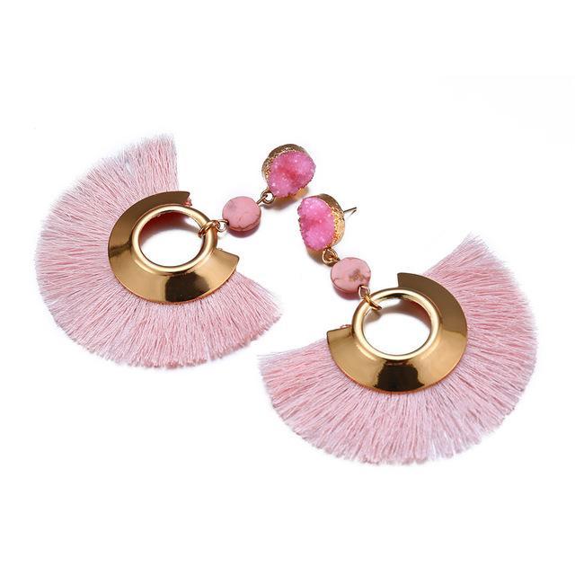 Handmade Big Tassel Earrings Drop Earrings AY Official Store FOF85814