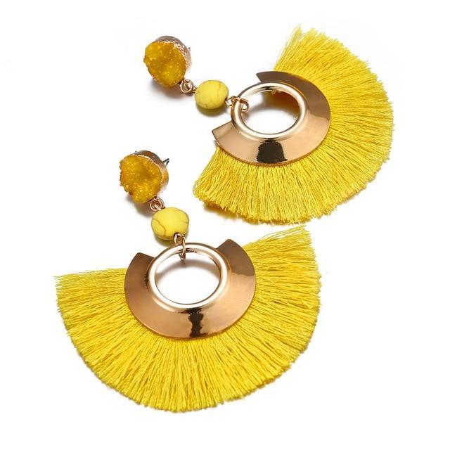 Handmade Big Tassel Earrings Drop Earrings AY Official Store FOF85850