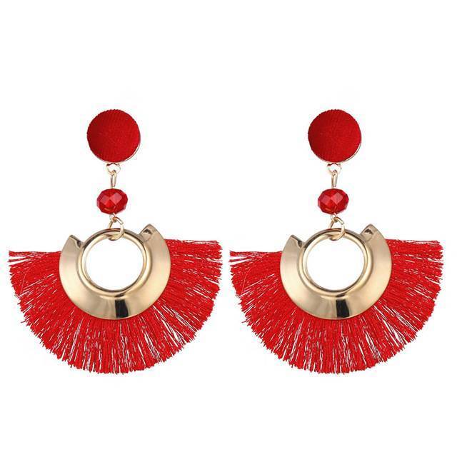 Handmade Big Tassel Earrings Drop Earrings AY Official Store FOF86310