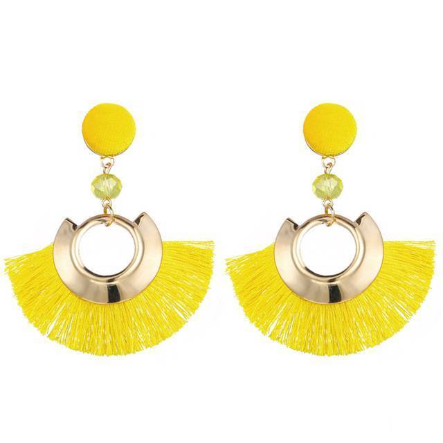 Handmade Big Tassel Earrings Drop Earrings AY Official Store FOF86350