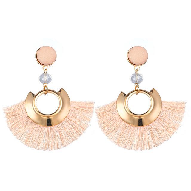 Handmade Big Tassel Earrings Drop Earrings AY Official Store FOF86376
