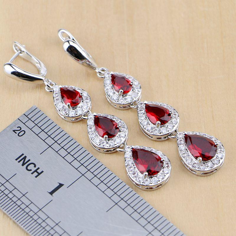 Handmade Drop Shape Jewelry Sets Bridal Jewelry Sets Jack Fashion Jewelry Ring Size 9 Red