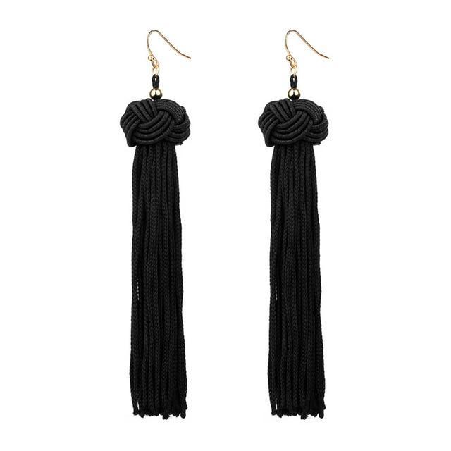 Handmade Long Dangles Earrings Drop Earrings Crazy Feng Official Store black