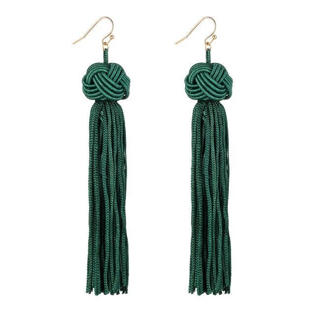 Handmade Long Dangles Earrings Drop Earrings Crazy Feng Official Store green
