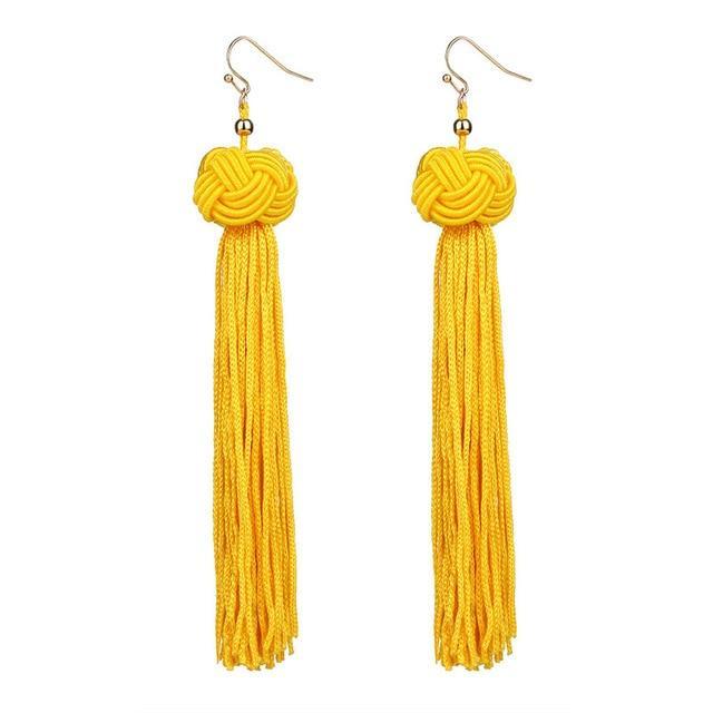 Handmade Long Dangles Earrings Drop Earrings Crazy Feng Official Store yellow