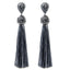 Handmade Long Tassel Earrings Drop Earrings LFPU jewellery Store Black and white