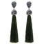 Handmade Long Tassel Earrings Drop Earrings LFPU jewellery Store Olive