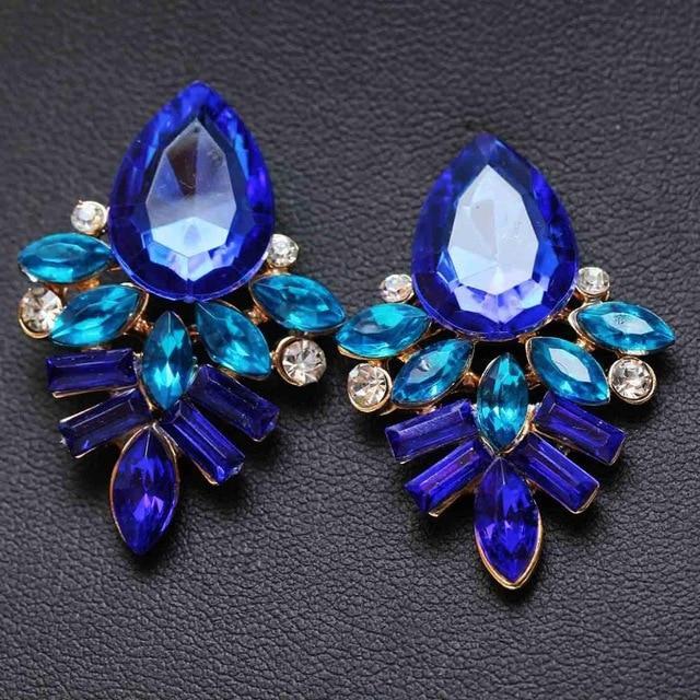 Handmade Rhinestone Sweet Earrings Drop Earrings yayi jewelry Official Store Blue