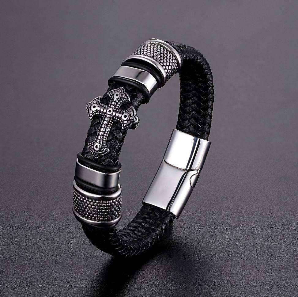 Handmade Weaved Lather Magnetic Cuff Bracelet For Men Cuff Bracelets LKO Official Store