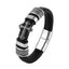 Handmade Weaved Lather Magnetic Cuff Bracelet For Men Cuff Bracelets LKO Official Store Black 17cm