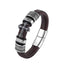 Handmade Weaved Lather Magnetic Cuff Bracelet For Men Cuff Bracelets LKO Official Store Brown 17cm