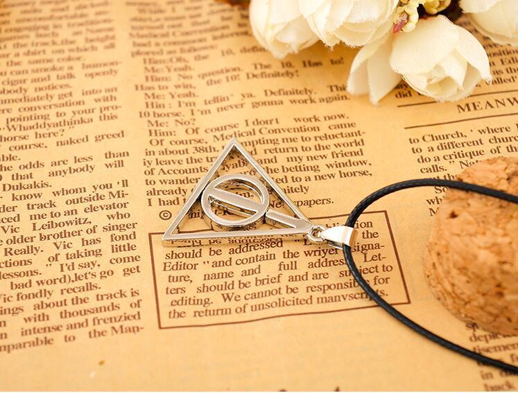 Harry the Deathly Hallows Triangle Necklace Pendant Necklaces QiYuFang e&m Handmade Store Antique Bronze Plated