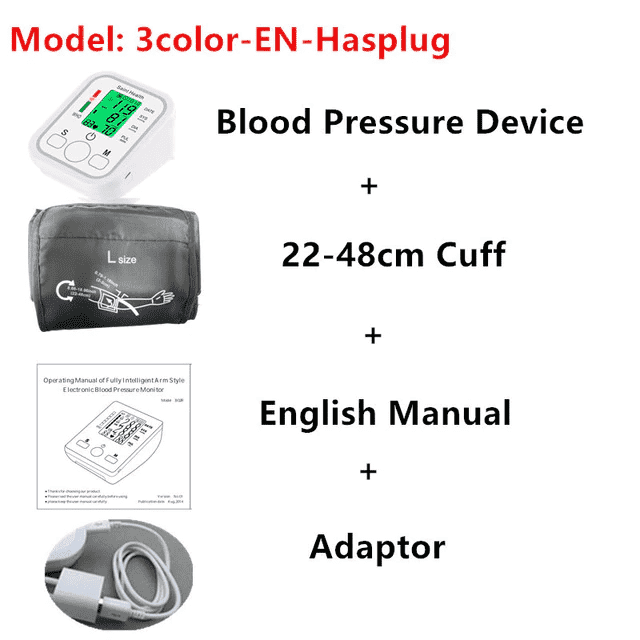 Health Care Automatic Digital Blood Pressure Monitor Blood Pressure JZK Life House Store 3color-EN-Withplug