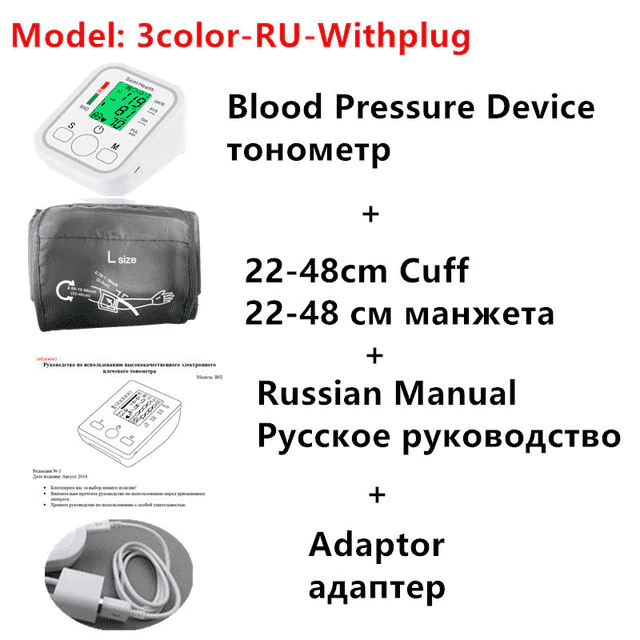 Health Care Automatic Digital Blood Pressure Monitor Blood Pressure JZK Life House Store 3color-RU-Withplug