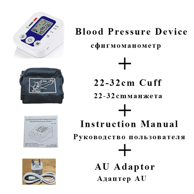 Health Care LCD Upper Arm Digital Blood Pressure Monitor Blood Pressure careare Store blue 22-32 AU plug