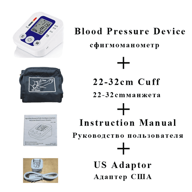 Health Care LCD Upper Arm Digital Blood Pressure Monitor Blood Pressure careare Store blue 22-32 US plug