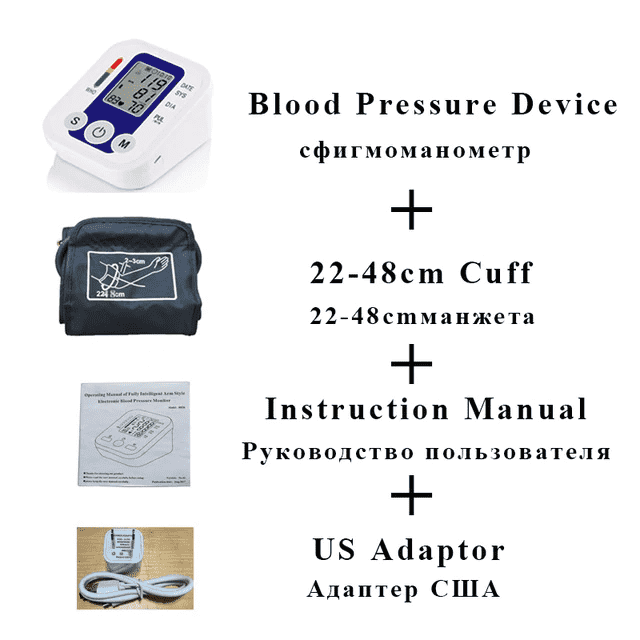 Health Care LCD Upper Arm Digital Blood Pressure Monitor Blood Pressure careare Store blue 22-48 US plug