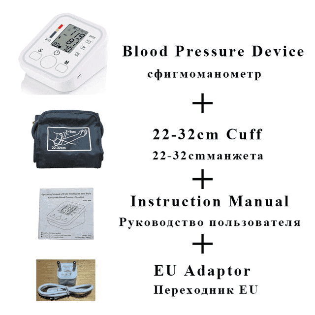 Health Care LCD Upper Arm Digital Blood Pressure Monitor Blood Pressure careare Store white 22-32 EU plug