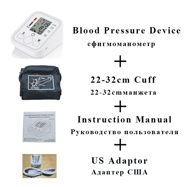 Health Care LCD Upper Arm Digital Blood Pressure Monitor Blood Pressure careare Store white 22-32 US plug