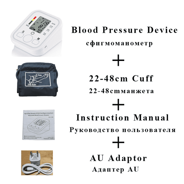 Health Care LCD Upper Arm Digital Blood Pressure Monitor Blood Pressure careare Store white 22-48 AU plug