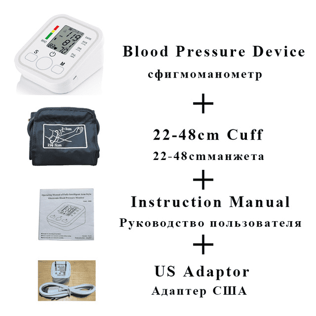 Health Care LCD Upper Arm Digital Blood Pressure Monitor Blood Pressure careare Store white 22-48 US plug