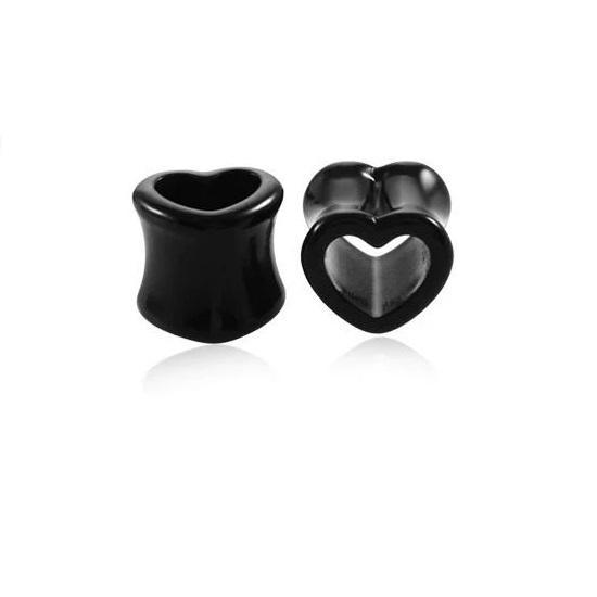 Heart Hollow Ear Gauges Plugs For Women Body Jewelry SWANJO Piercing Store 4MM 6G Black