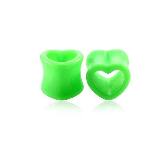Heart Hollow Ear Gauges Plugs For Women Body Jewelry SWANJO Piercing Store 4MM 6G Green
