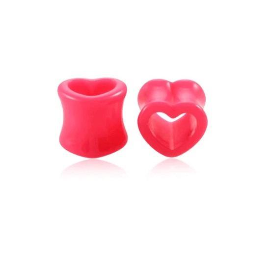 Heart Hollow Ear Gauges Plugs For Women Body Jewelry SWANJO Piercing Store 4MM 6G Pink