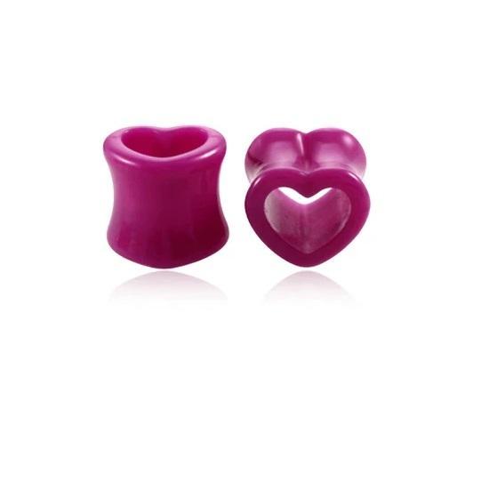Heart Hollow Ear Gauges Plugs For Women Body Jewelry SWANJO Piercing Store 4MM 6G Purple