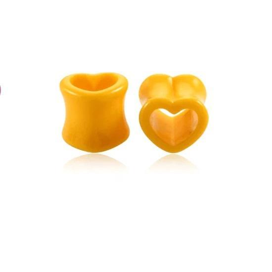 Heart Hollow Ear Gauges Plugs For Women Body Jewelry SWANJO Piercing Store 4MM 6G YELLOW