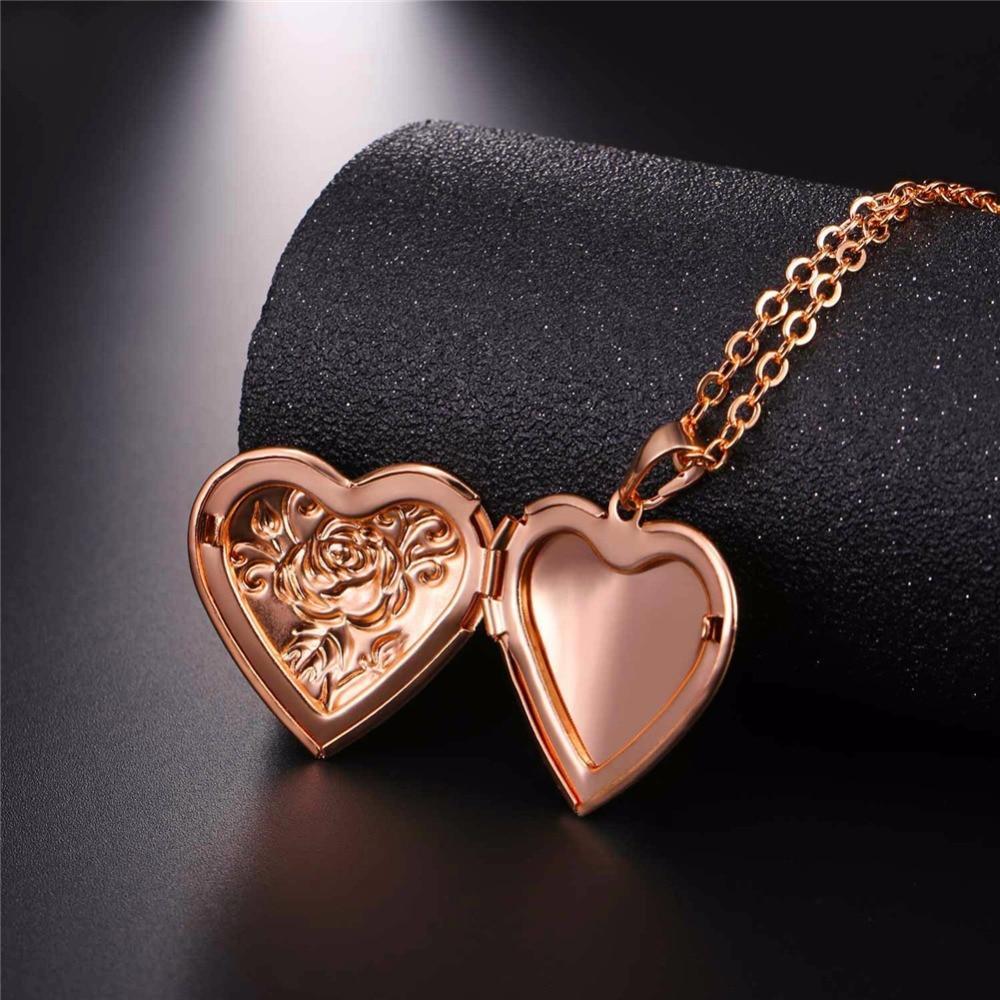 Heart Locket Photo Frame Necklace Pendant Necklaces U 7 Official Store
