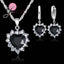 Heart Shaped Crystal Jewelry Sets Bridal Jewelry Sets JEXXI Official Store Black