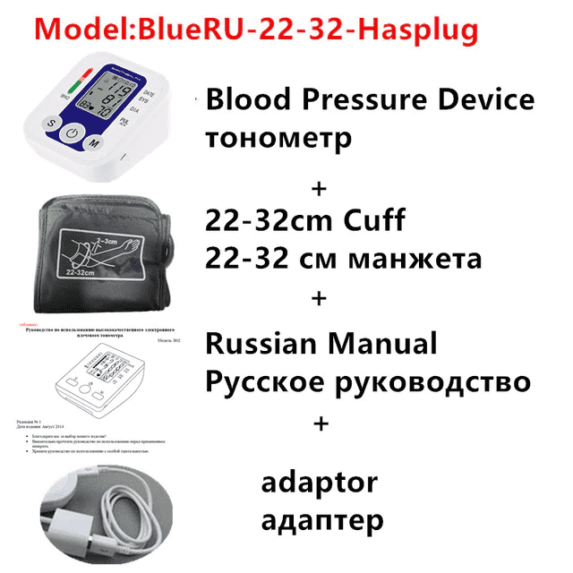 Heartbeat Rate And Automatic Digital Blood Pressure Monitor Blood Pressure Happy Family Necessities Shop BlueRU-22-32-Hasplug