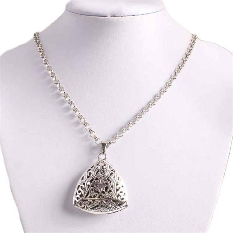 Hollow Printing Triangle Necklace Pendant Necklaces flowery fire Official Store