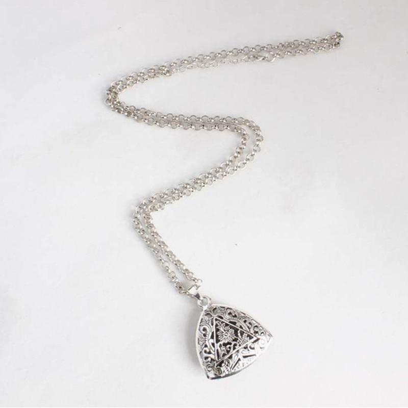 Hollow Printing Triangle Necklace Pendant Necklaces flowery fire Official Store