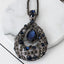 Hollow Printing Triangle Necklace Pendant Necklaces flowery fire Official Store Blue