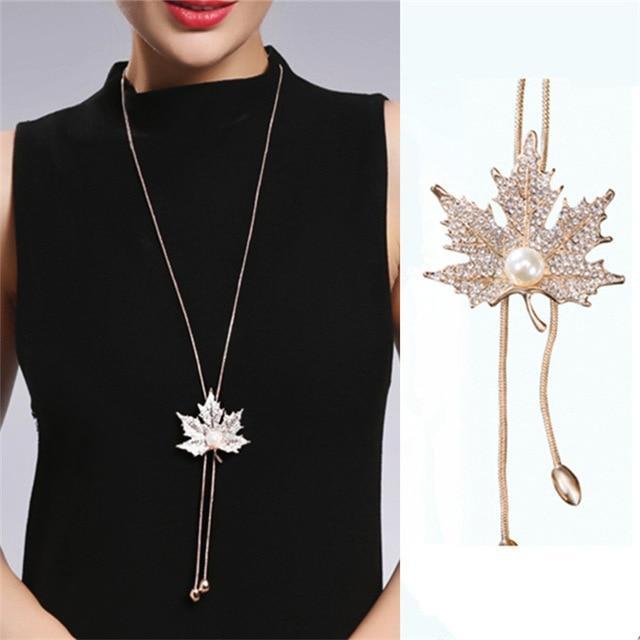 Hollow Printing Triangle Necklace Pendant Necklaces flowery fire Official Store Gold-Maple leaf