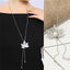 Hollow Printing Triangle Necklace Pendant Necklaces flowery fire Official Store Silver-Maple leaf
