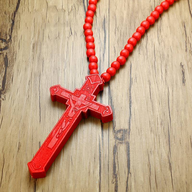 Jesus Cross Wooden Carved Necklace Pendant Necklaces Meaeguet speciality store