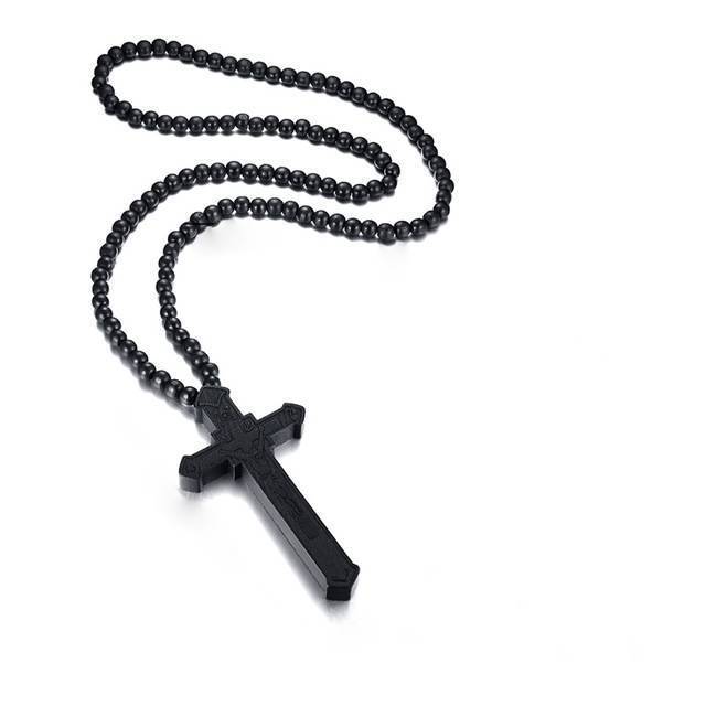 Jesus Cross Wooden Carved Necklace Pendant Necklaces Meaeguet speciality store NC-352B