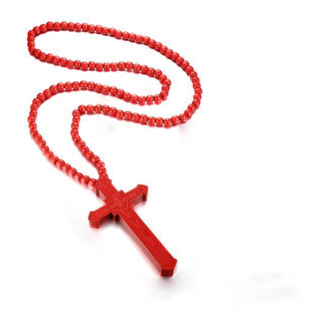 Jesus Cross Wooden Carved Necklace Pendant Necklaces Meaeguet speciality store NC-352R