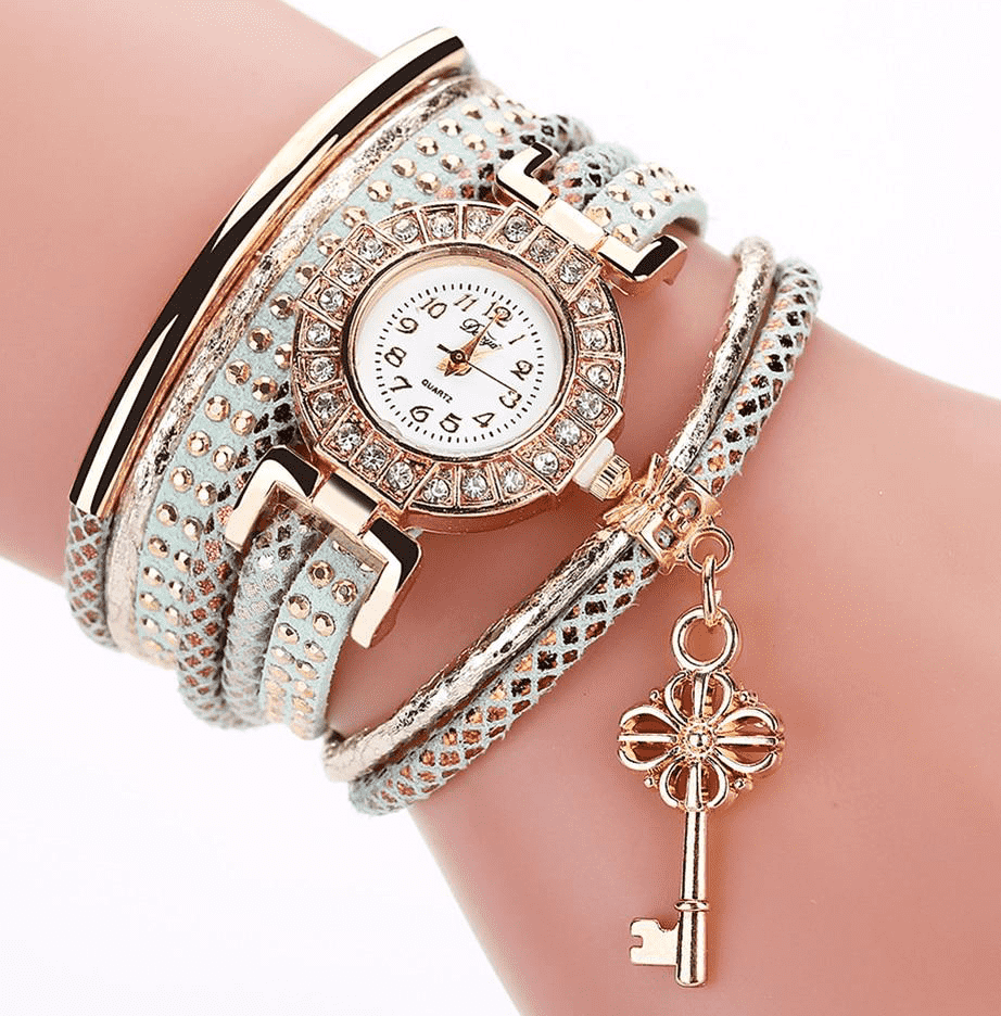 Key Pendant Rivets Band Fashion Bracelet Watch For Women Women's Watches Doge Watches Store Green