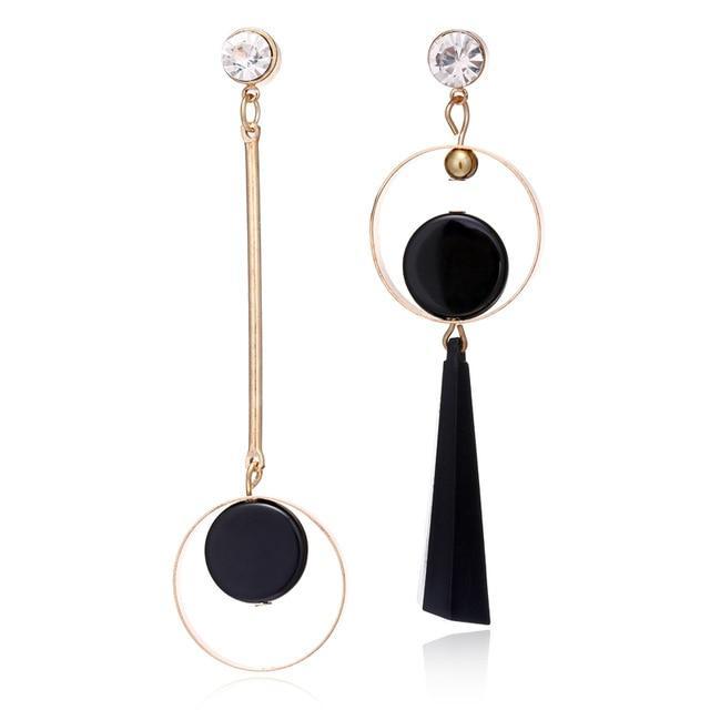 Korean Fashion Long Asymmetry Earrings Drop Earrings xiyanike Official Store Gold
