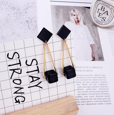 Korean Fashion Long Asymmetry Earrings Drop Earrings xiyanike Official Store Gold18