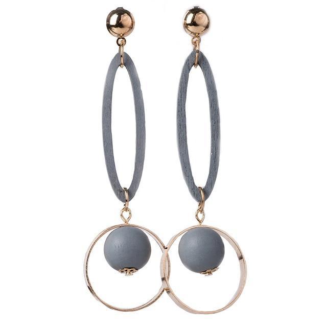 Korean Fashion Long Asymmetry Earrings Drop Earrings xiyanike Official Store Grey