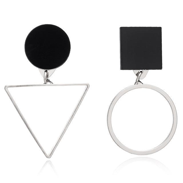 Korean Fashion Long Asymmetry Earrings Drop Earrings xiyanike Official Store Silver